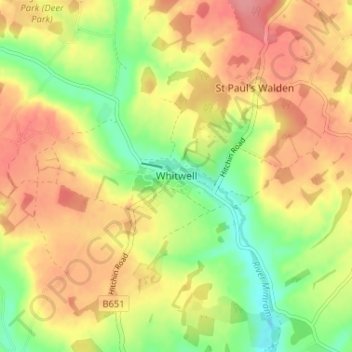 Whitwell topographic map, elevation, terrain