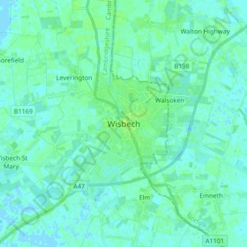 Wisbech topographic map, elevation, terrain