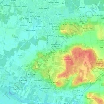 Le Bourg topographic map, elevation, terrain