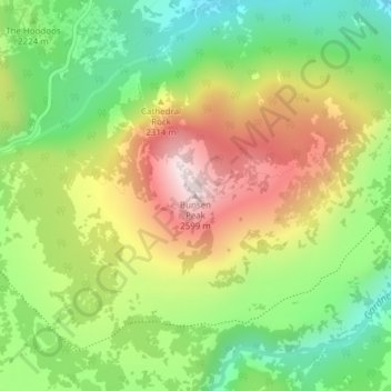 Bunsen Peak topographic map, elevation, terrain
