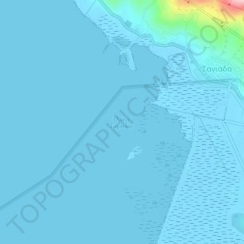 Sagiada Bay topographic map, elevation, terrain