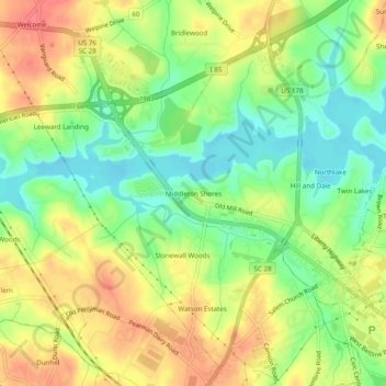 Middleton Shores topographic map, elevation, terrain