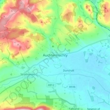 Auchtermuchty topographic map, elevation, terrain