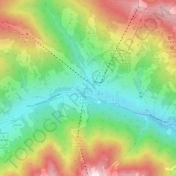 Saalbach topographic map, elevation, terrain