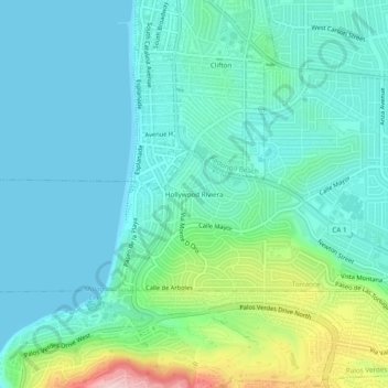 Hollywood Riviera topographic map, elevation, terrain