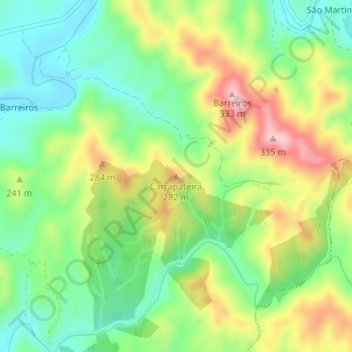 Carrapateira topographic map, elevation, terrain