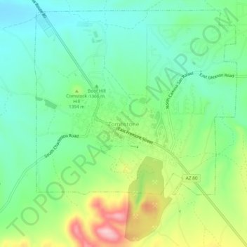 Tombstone topographic map, elevation, terrain