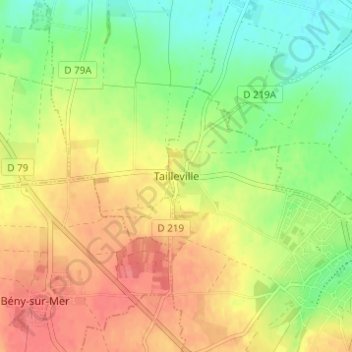 Tailleville topographic map, elevation, terrain