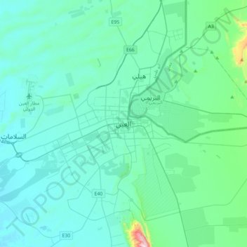 Al Ain topographic map, elevation, terrain
