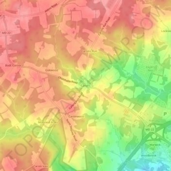 Carsins topographic map, elevation, terrain