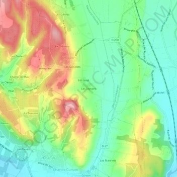Les Seyvons topographic map, elevation, terrain