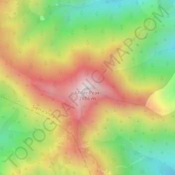 Miller Peak topographic map, elevation, terrain
