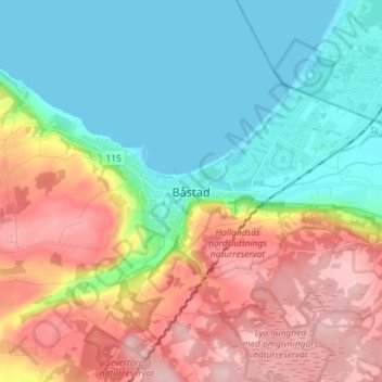 Båstad topographic map, elevation, terrain