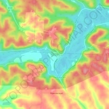 Maysville topographic map, elevation, terrain