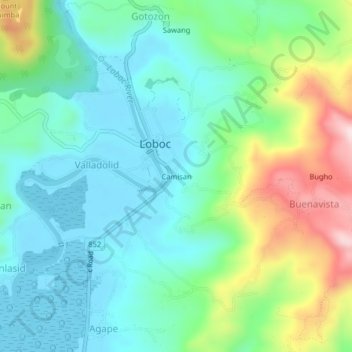 Camisan topographic map, elevation, terrain
