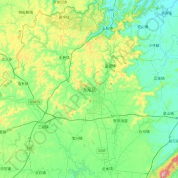Dazu topographic map, elevation, terrain