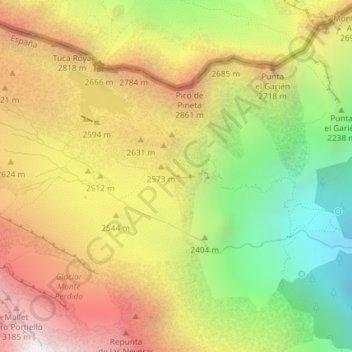Balcón de Pineta topographic map, elevation, terrain