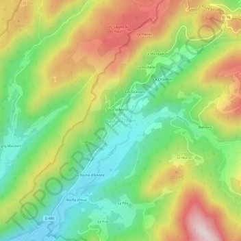 Haut-du-Them topographic map, elevation, terrain