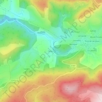 Farayuc topographic map, elevation, terrain