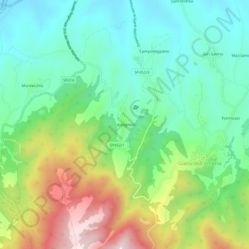 Castagnola topographic map, elevation, terrain