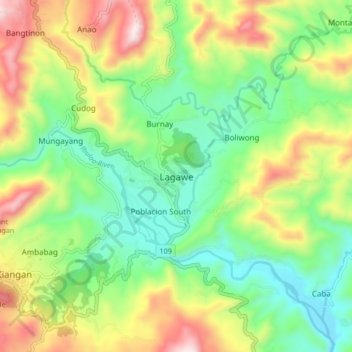 Lagawe topographic map, elevation, terrain