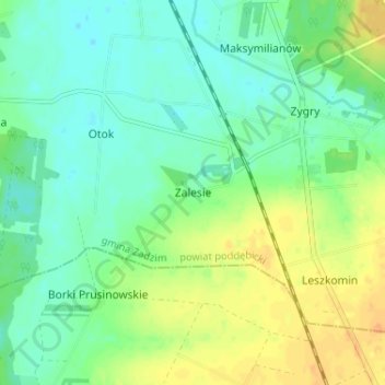 Zalesie topographic map, elevation, terrain