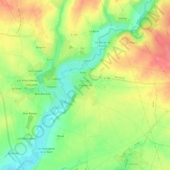 Chambron topographic map, elevation, terrain