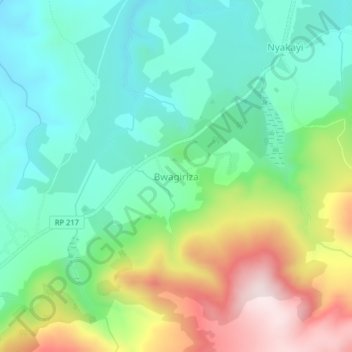 Bwagiriza topographic map, elevation, terrain