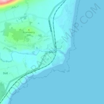 Brora topographic map, elevation, terrain