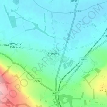 Freuchie topographic map, elevation, terrain