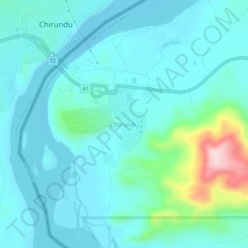 Chirundu topographic map, elevation, terrain
