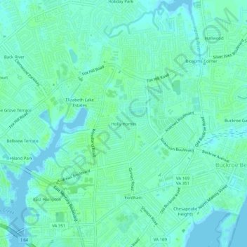 Holly Homes topographic map, elevation, terrain