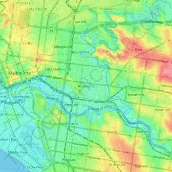 Richmond topographic map, elevation, terrain