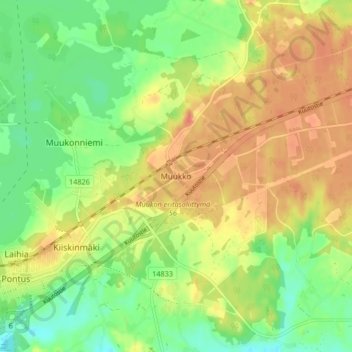Muukko topographic map, elevation, terrain