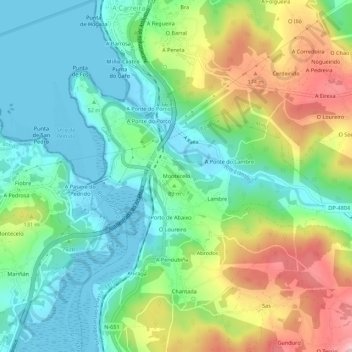 Montecelo topographic map, elevation, terrain