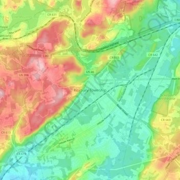 Roxbury Township topographic map, elevation, terrain