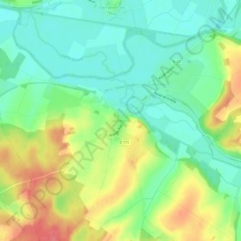 Vellexon topographic map, elevation, terrain