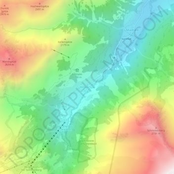 Hintertux topographic map, elevation, terrain