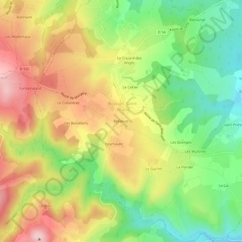 Bellevue topographic map, elevation, terrain