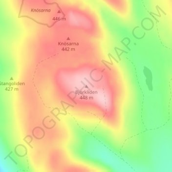 Björkliden topographic map, elevation, terrain