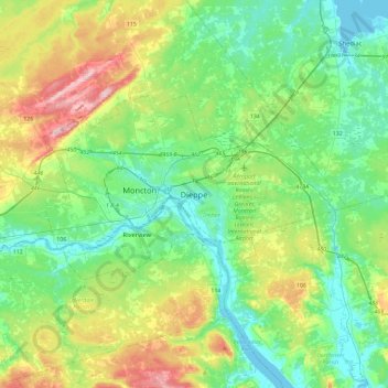 Dieppe topographic map, elevation, terrain