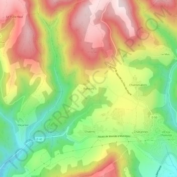 Bahours topographic map, elevation, terrain