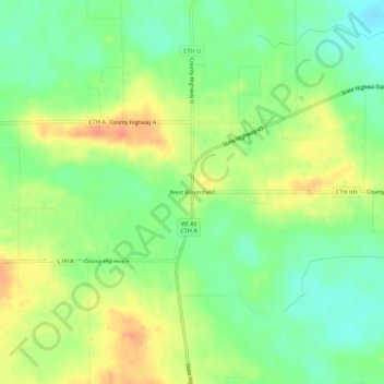 West Bloomfield topographic map, elevation, terrain