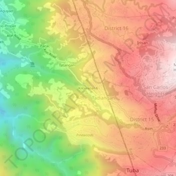 Kilometer 6 topographic map, elevation, terrain