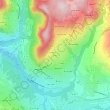 Sevraz topographic map, elevation, terrain