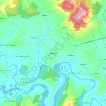 San Cucao topographic map, elevation, terrain