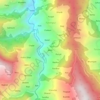 Baloli topographic map, elevation, terrain