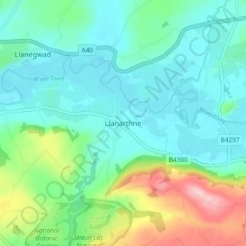 Llanarthney topographic map, elevation, terrain
