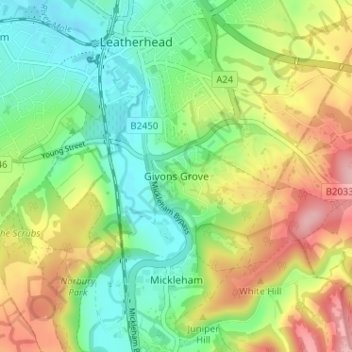 Givons Grove topographic map, elevation, terrain