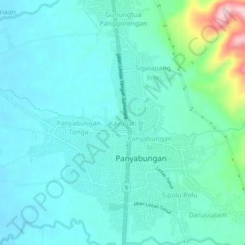 Kayu Jati topographic map, elevation, terrain